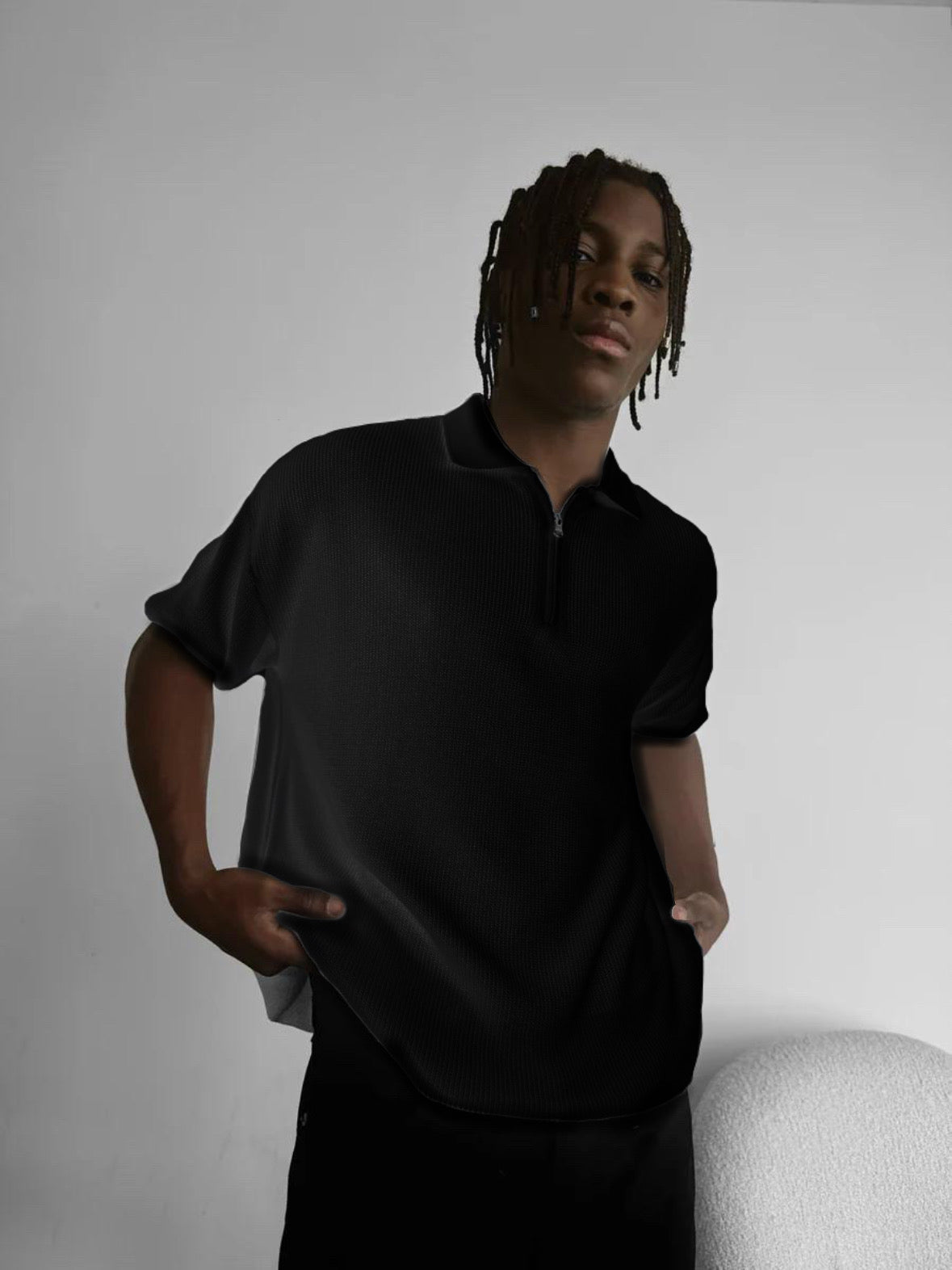 Quarter Zip Polo “Black”
