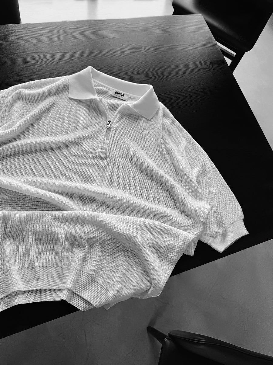 Quarter Zip Polo “White”