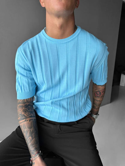 Ribbed Knit Tee “Ruddy Blue”