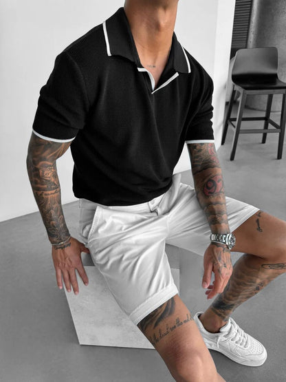 Contrast Collar Polo “Black”