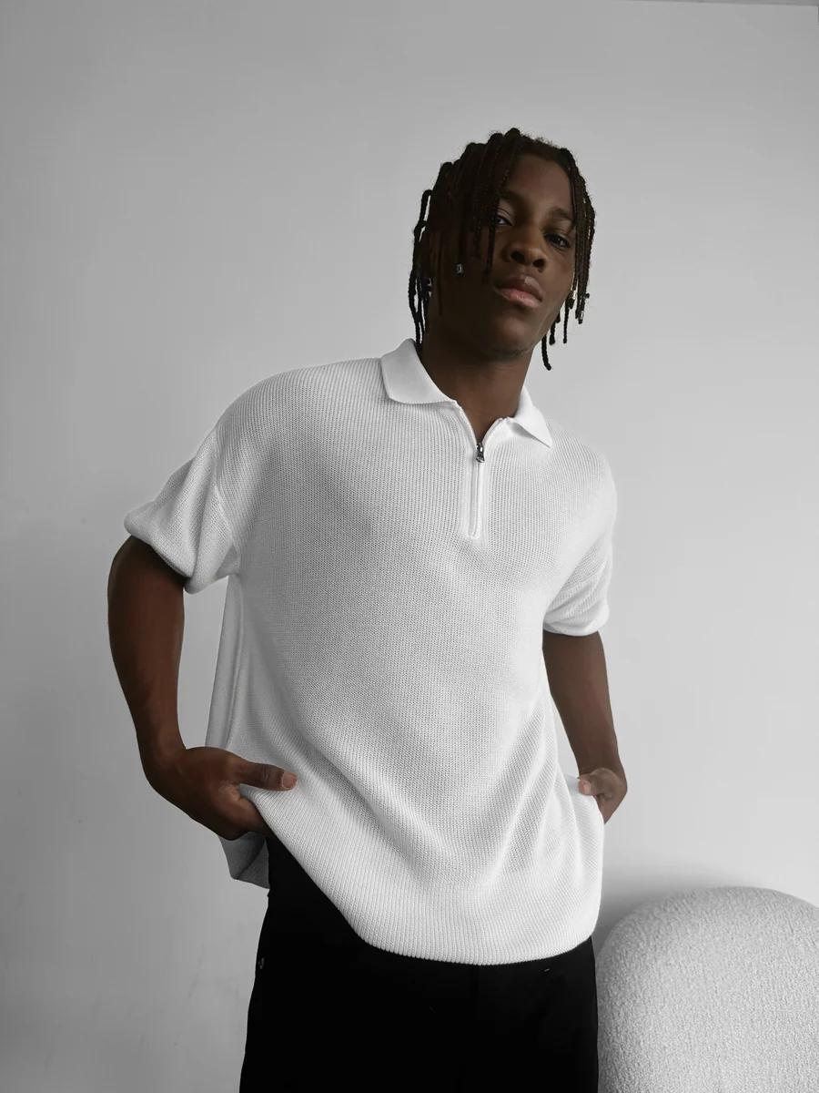 Quarter Zip Polo “White”