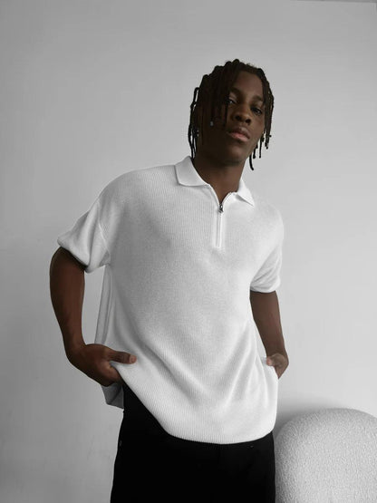 Quarter Zip Polo “White”