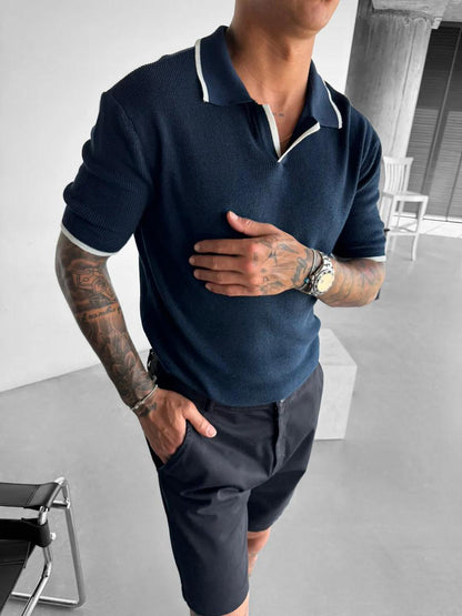 Contrast Collar Polo “Navy”