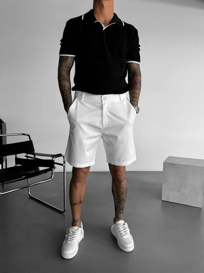 Contrast Collar Polo “Black”