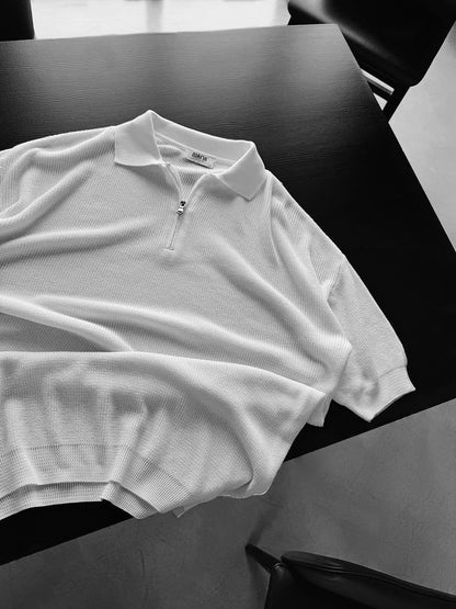 Quarter Zip Polo “White”