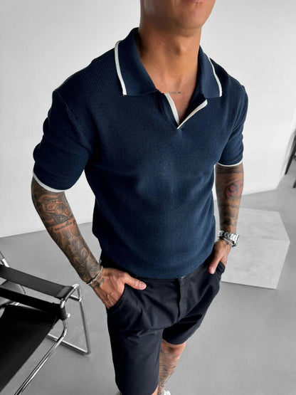 Contrast Collar Polo “Navy”