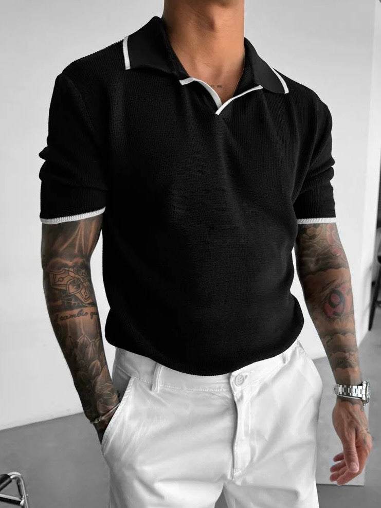 Contrast Collar Polo “Black”